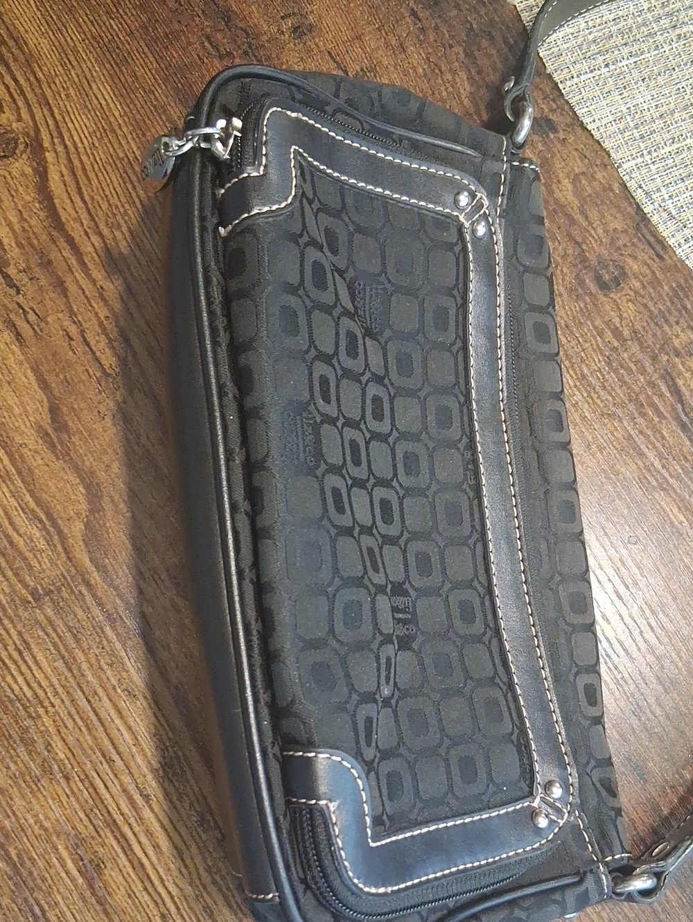 Black Patterned Men's Shoulder Clutch - Unbranded